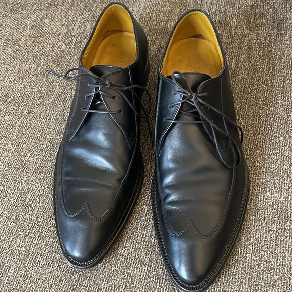 Boss Hugo Boss Mens Lace Up Wing Tip Oxford Black Leather Shoes 9 - Picture 13 of 15